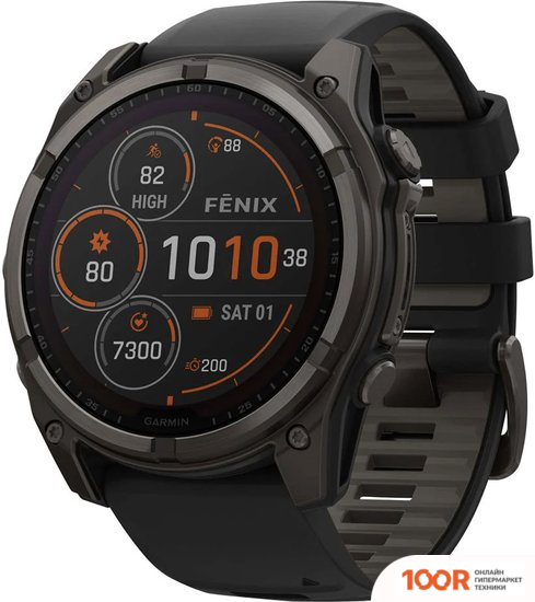 Garmin FENIX 8 SOLAR, SAPPHIRE 51ММ (ТИТАНОВЫЙ УГОЛЬНО-СЕРЫЙ С DLC-ПОКРЫТИЕМ И ЧЕРНЫМ РЕМЕШКОМ) (295206)