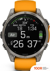 Garmin FENIX 8 SAPPHIRE, TITANIUM 47ММ (СВЕТЛО-СЕРЫЙ, ОРАНЖЕВЫЙ СИЛИКОНОВЫЙ РЕМЕШОК) (295201)