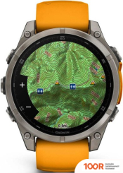 Garmin FENIX 8 SAPPHIRE, TITANIUM 47ММ (СВЕТЛО-СЕРЫЙ, ОРАНЖЕВЫЙ СИЛИКОНОВЫЙ РЕМЕШОК) (295201)