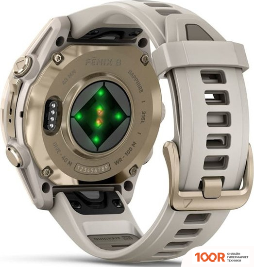 Garmin FENIX 8 SAPPHIRE 43ММ (ЗОЛОТИСТЫЙ, ДЫМЧАТО-СЕРЫЙ РЕМЕШОК) (295195)