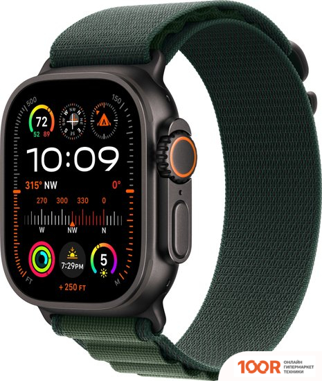 Apple WATCH ULTRA 2 LTE 49 ММ (ТИТАНОВЫЙ КОРПУС, ЧЕРНЫЙ/ТЕМНО-ЗЕЛЕНЫЙ, РЕМЕШОК ИЗ ПОЛИЭСТЕРА L) (294802)