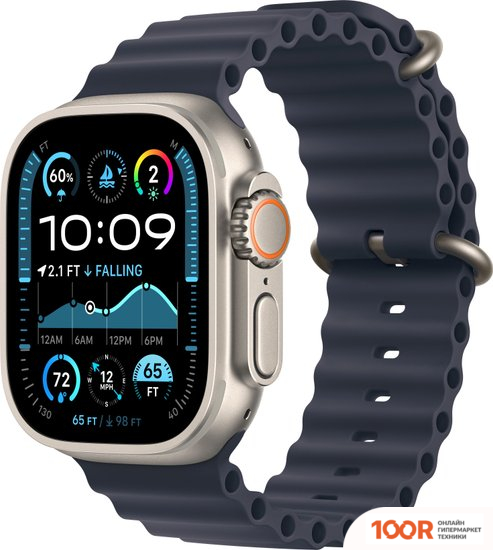 Apple WATCH ULTRA 2 LTE 49 ММ (ТИТАНОВЫЙ КОРПУС, ТИТАНОВЫЙ/ТЕМНО-СИНИЙ, РЕМЕШОК ИЗ ЭЛАСТОМЕРА) (294795)