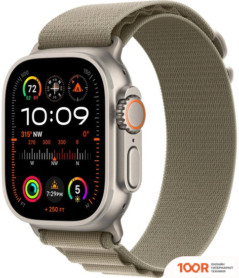 Apple WATCH ULTRA 2 LTE 49 ММ (ТИТАНОВЫЙ КОРПУС, ТИТАНОВЫЙ/ОЛИВКОВЫЙ, ТЕКСТИЛЬНЫЙ РЕМЕШОК РАЗМЕРА M) (294783)