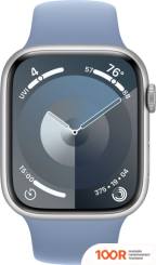 Apple WATCH SERIES 9 45 ММ (АЛЮМИНИЕВЫЙ КОРПУС, СЕРЕБРИСТЫЙ/ЗИМНИЙ СИНИЙ, СПОРТИВНЫЙ СИЛИКОНОВЫЙ РЕМЕШОК M/L) (294756)