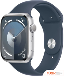 Apple WATCH SERIES 9 45 ММ (АЛЮМИНИЕВЫЙ КОРПУС, СЕРЕБРИСТЫЙ/ГРОЗОВОЙ СИНИЙ, СПОРТИВНЫЙ СИЛИКОНОВЫЙ РЕМЕШОК M/L) (294753)