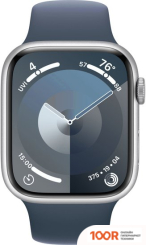 Apple WATCH SERIES 9 45 ММ (АЛЮМИНИЕВЫЙ КОРПУС, СЕРЕБРИСТЫЙ/ГРОЗОВОЙ СИНИЙ, СПОРТИВНЫЙ СИЛИКОНОВЫЙ РЕМЕШОК M/L) (294753)