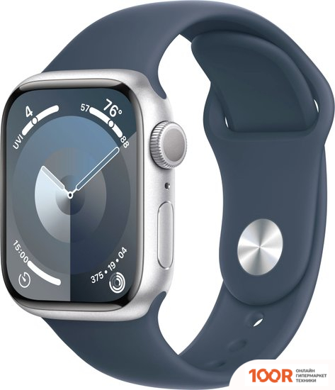 Apple WATCH SERIES 9 41 ММ (АЛЮМИНИЕВЫЙ КОРПУС, СЕРЕБРИСТЫЙ/ГРОЗОВОЙ СИНИЙ, СПОРТИВНЫЙ СИЛИКОНОВЫЙ РЕМЕШОК M/L) (294737)