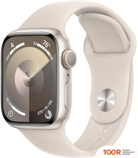 Apple WATCH SERIES 9 41 ММ (АЛЮМИНИЕВЫЙ КОРПУС, ЗВЕЗДНЫЙ СВЕТ/ЗВЕЗДНЫЙ СВЕТ, СПОРТИВНЫЙ СИЛИКОНОВЫЙ РЕМЕШОК M/L) (294728)