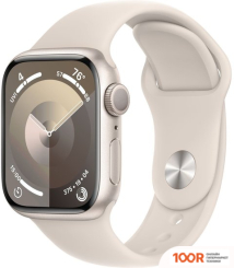 Apple WATCH SERIES 9 41 ММ (АЛЮМИНИЕВЫЙ КОРПУС, ЗВЕЗДНЫЙ СВЕТ/ЗВЕЗДНЫЙ СВЕТ, СПОРТИВНЫЙ СИЛИКОНОВЫЙ РЕМЕШОК M/L) (294728)