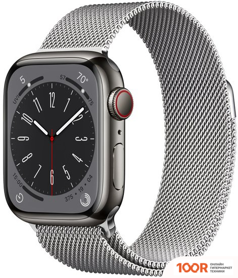 Apple WATCH SERIES 8 LTE 41 ММ (КОРПУС ИЗ НЕРЖАВЕЮЩЕЙ СТАЛИ, ГРАФИТ/МИЛАНСКИЙ ГРАФИТОВЫЙ) (294684)