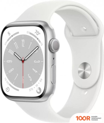 Apple WATCH SERIES 8 45 ММ (АЛЮМИНИЕВЫЙ КОРПУС, СЕРЕБРИСТЫЙ/БЕЛЫЙ, СПОРТИВНЫЙ СИЛИКОНОВЫЙ РЕМЕШОК M/L) (294649)