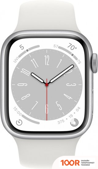 Apple WATCH SERIES 8 45 ММ (АЛЮМИНИЕВЫЙ КОРПУС, СЕРЕБРИСТЫЙ/БЕЛЫЙ, СПОРТИВНЫЙ СИЛИКОНОВЫЙ РЕМЕШОК M/L) (294649)