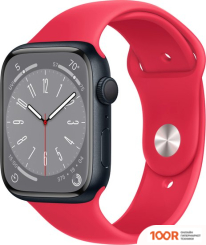 Apple WATCH SERIES 8 45 ММ (АЛЮМИНИЕВЫЙ КОРПУС, ПОЛУНОЧНЫЙ/КРАСНЫЙ, СПОРТИВНЫЕ СИЛИКОНОВЫЕ РЕМЕШКИ S/M + M/L) (294644)