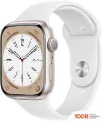 Apple WATCH SERIES 8 45 ММ (АЛЮМИНИЕВЫЙ КОРПУС, ЗВЕЗДНЫЙ СВЕТ/БЕЛЫЙ, СПОРТИВНЫЙ СИЛИКОНОВЫЙ РЕМЕШОК M/L) (294623)