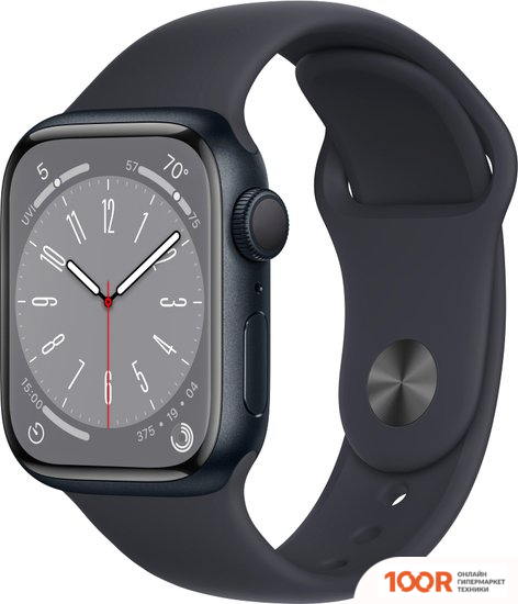 Apple WATCH SERIES 8 41 ММ (АЛЮМИНИЕВЫЙ КОРПУС, ПОЛУНОЧНЫЙ/ПОЛУНОЧНЫЙ, СПОРТИВНЫЙ СИЛИКОНОВЫЙ РЕМЕШОК M/L) (294602)
