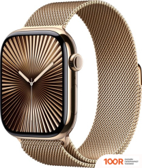 Apple WATCH SERIES 10 LTE 46 ММ (ТИТАНОВЫЙ КОРПУС, ЗОЛОТИСТЫЙ/ЗОЛОТИСТЫЙ, МИЛАНСКАЯ ПЕТЛЯ) (294500)