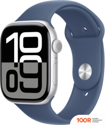 Apple WATCH SERIES 10 46 ММ (АЛЮМИНИЕВЫЙ КОРПУС, СЕРЕБРИСТЫЙ/СИНИЙ, СПОРТИВНЫЙ СИЛИКОНОВЫЙ РЕМЕШОК M/L) (294488)