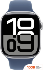 Apple WATCH SERIES 10 46 ММ (АЛЮМИНИЕВЫЙ КОРПУС, СЕРЕБРИСТЫЙ/СИНИЙ, СПОРТИВНЫЙ СИЛИКОНОВЫЙ РЕМЕШОК M/L) (294488)
