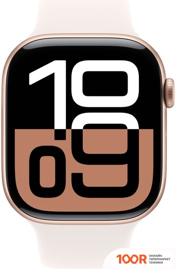 Apple WATCH SERIES 10 46 ММ (АЛЮМИНИЕВЫЙ КОРПУС, РОЗОВОЕ ЗОЛОТО/ЛЕГКИЕ РУМЯНА, СПОРТИВНЫЙ СИЛИКОНОВЫЙ РЕМЕШОК M/L) (294483)