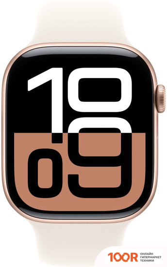 Apple WATCH SERIES 10 46 ММ (АЛЮМИНИЕВЫЙ КОРПУС, РОЗОВОЕ ЗОЛОТО/ЗВЕЗДНЫЙ СВЕТ, СПОРТИВНЫЙ СИЛИКОНОВЫЙ РЕМЕШОК M/L) (294481)