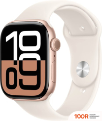 Apple WATCH SERIES 10 46 ММ (АЛЮМИНИЕВЫЙ КОРПУС, РОЗОВОЕ ЗОЛОТО/ЗВЕЗДНЫЙ СВЕТ, СПОРТИВНЫЙ СИЛИКОНОВЫЙ РЕМЕШОК M/L) (294481)