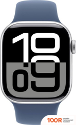 Apple WATCH SERIES 10 42 ММ (АЛЮМИНИЕВЫЙ КОРПУС, СЕРЕБРИСТЫЙ/СИНИЙ, СПОРТИВНЫЙ СИЛИКОНОВЫЙ РЕМЕШОК S/M) (294476)