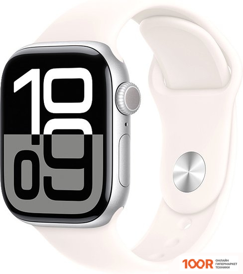 Apple WATCH SERIES 10 42 ММ (АЛЮМИНИЕВЫЙ КОРПУС, СЕРЕБРИСТЫЙ/ЛЕГКИЕ РУМЯНА, СПОРТИВНЫЙ СИЛИКОНОВЫЙ РЕМЕШОК M/L) (294473)