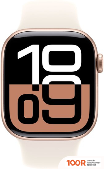 Apple WATCH SERIES 10 42 ММ (АЛЮМИНИЕВЫЙ КОРПУС, РОЗОВОЕ ЗОЛОТО/ЗВЕЗДНЫЙ СВЕТ, СПОРТИВНЫЙ СИЛИКОНОВЫЙ РЕМЕШОК M/L) (294467)