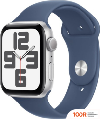 Apple WATCH SE 2 44 ММ (АЛЮМИНИЕВЫЙ КОРПУС, СЕРЕБРИСТЫЙ/СИНИЙ ДЕНИМ, СПОРТИВНЫЙ СИЛИКОНОВЫЙ РЕМЕШОК M/L) (294400)