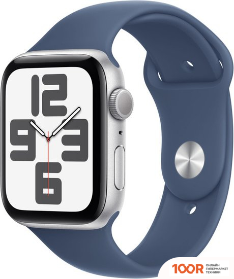 Apple WATCH SE 2 44 ММ (АЛЮМИНИЕВЫЙ КОРПУС, СЕРЕБРИСТЫЙ/СИНИЙ ДЕНИМ, СПОРТИВНЫЙ СИЛИКОНОВЫЙ РЕМЕШОК M/L) (294400)