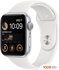 Apple WATCH SE 2 44 ММ (АЛЮМИНИЕВЫЙ КОРПУС, СЕРЕБРИСТЫЙ/БЕЛЫЙ, СПОРТИВНЫЙ СИЛИКОНОВЫЙ РЕМЕШОК M/L) (294393)