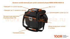 Пылесос Worx WX031.9 (БЕЗ АКБ И ЗУ) (239813)