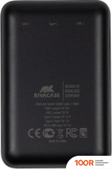 Внешний аккумулятор Rivacase VA2412 10000MAH (ЧЕРНЫЙ) (230107)