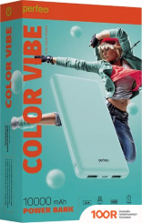 Внешний аккумулятор Perfeo COLOR VIBE 10000MAH (ГОЛУБОЙ) (230026)