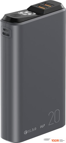 Внешний аккумулятор Olmio QS-20 20000MAH (ТЕМНО-СЕРЫЙ) (230013)