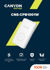 Внешний аккумулятор Canyon PB-1001 10000MAH (БЕЛЫЙ) (229421)