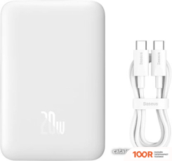 Внешний аккумулятор Baseus MAGNETIC MINI WIRELESS FAST CHARGE POWER BANK 10000MAH 20W (БЕЛЫЙ) + БРЕНДИРОВАННЫЙ БРЕЛОК BASEUS (229153)