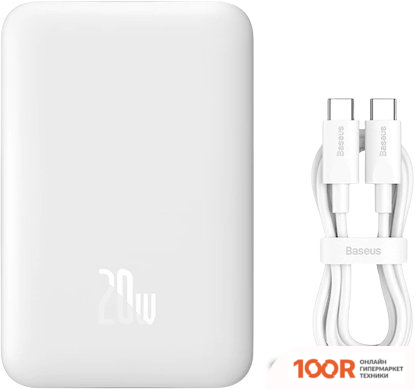 Внешний аккумулятор Baseus MAGNETIC MINI WIRELESS FAST CHARGE POWER BANK 10000MAH 20W (БЕЛЫЙ) (229152)