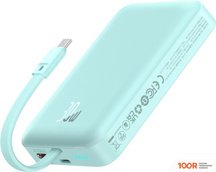 Внешний аккумулятор Baseus MAGNETIC FAST CHARGE POWER BANK TYPE-C EDITION 30W 10000MAH (МЯТНЫЙ) (229139)