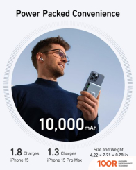 Внешний аккумулятор Anker MAGGO POWER BANK A1654 10000MAH (ГОЛУБОЙ) (228969)