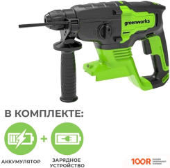 Перфоратор Greenworks GD24SDS2 3803007UA (С 1-ИМ АКБ 2AH) (225678)