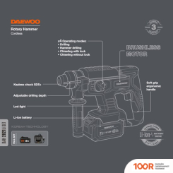Перфоратор Daewoo Power DAH 2821 LI SET (С 1-ИМ АКБ, КЕЙС) (225460)