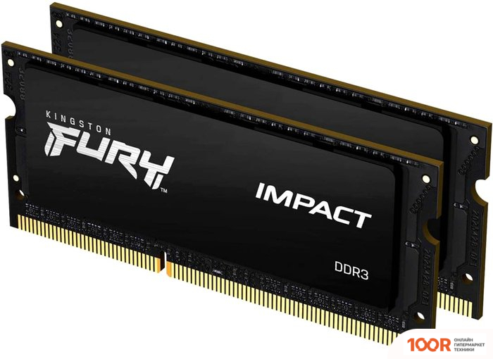 Оперативная память Kingston FURY IMPACT 2X8GB DDR3 SODIMM PC3-14900 KF318LS11IBK2/16 (221563)