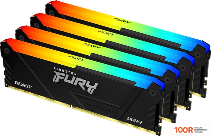 Оперативная память Kingston FURY BEAST RGB 4X8ГБ DDR4 3200 МГЦ KF432C16BB2AK4/32 (221505)