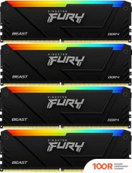 Оперативная память Kingston FURY BEAST RGB 4X32ГБ DDR4 3600 МГЦ KF436C18BB2AK4/128 (221495)