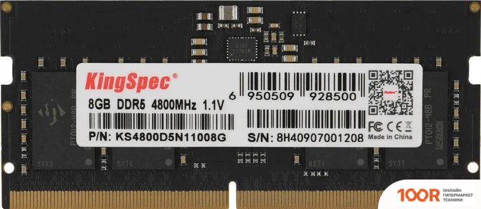 Оперативная память KingSpec 8ГБ DDR5 SODIMM 4800 МГЦ KS4800D5N11008G (220869)