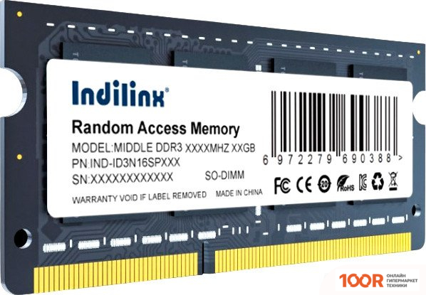 Оперативная память Indilinx 4ГБ DDR3 SODIMM 1600 МГЦ IND-ID3N16SP04X (220699)