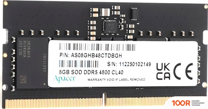 Оперативная память Apacer 8ГБ DDR5 SODIMM 4800 МГЦ AS08GHB48CTDBGH (218924)