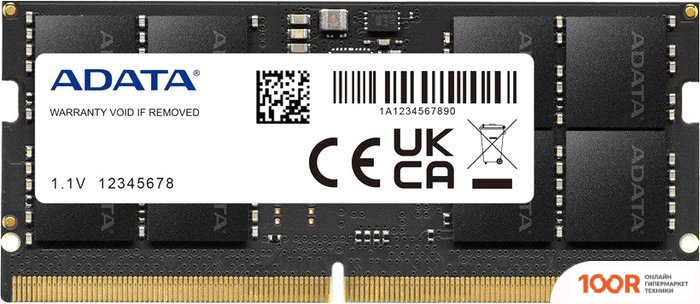 Оперативная память ADATA 8ГБ DDR5 SODIMM 4800 МГЦ AD5S48008G-S (218133)