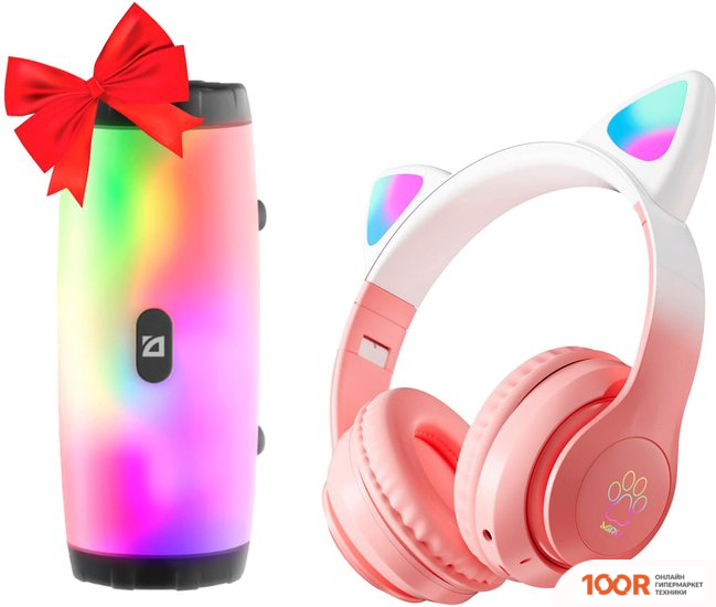 Наушники Miru CAT EP-W10 (РОЗОВЫЙ) + DEFENDER ENJOY S600 (187449)